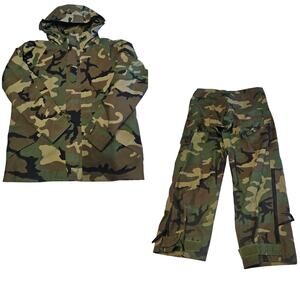 Vintage US Military Issued Woodland Camo Cold Weather Jacket Pants Set M 3671